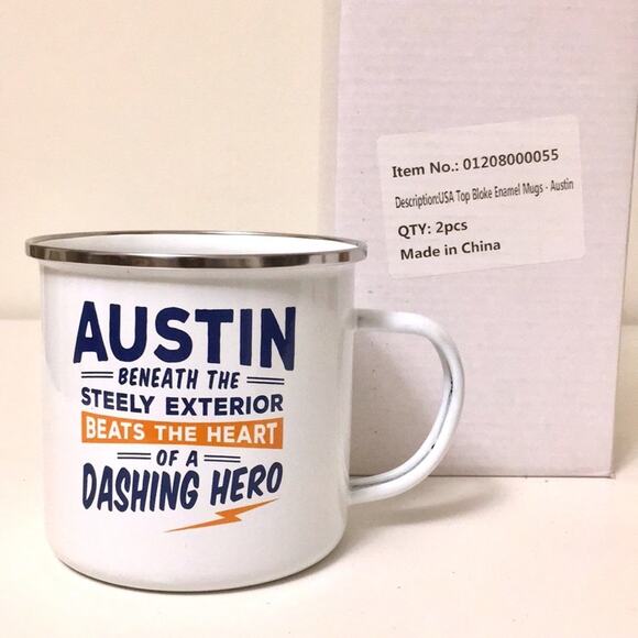 Austin coffee Mug enamel retro look camping new - Picture 1 of 4